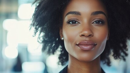 Obraz premium Confident Woman with Natural Hair Smiling at Camera
