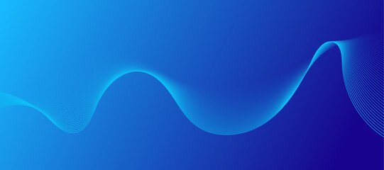 Abstract glowing wave lines on dark blue background. Dynamic wave pattern. Modern flowing wavy lines.