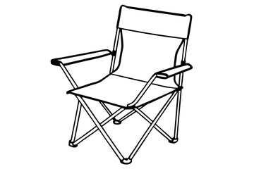 Minimal Line Art of a Folding Camp Chair – Vector Graphic


