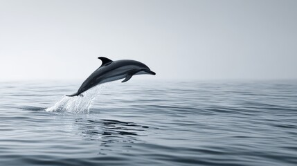 Fototapeta premium Dolphin Leaping Gracefully Above Ocean Surface