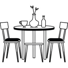set of chairs and table
