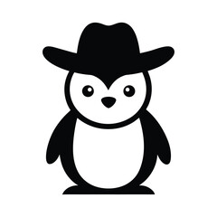 cute penguin mascot character cartoon wearing a cowboy hat vector illustration.eps