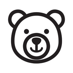 a bold black line vector illustration of a teddy bear head on white background.