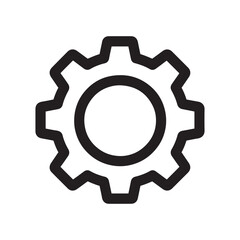 a bold black line vector illustration of a gear icon on white background