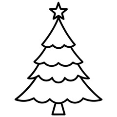 Fototapeta premium Christmas tree outline line art vector illustration 