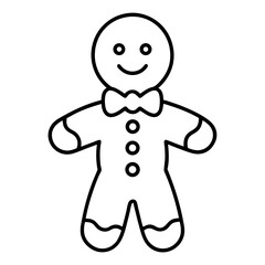 Gingerbread man line art vector illustration 