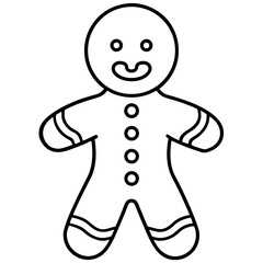 Gingerbread man line art vector illustration 