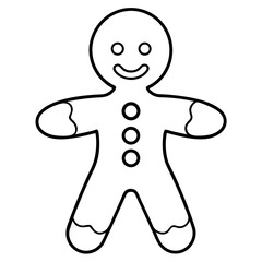 Gingerbread man line art vector illustration 