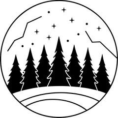 Northern lights above forest