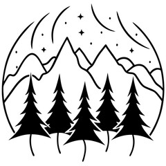 Obraz premium Northern lights above forest