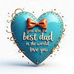 Happy Father's Day 3D Render Bow Tie, Polka Dot, Blue Heart, Best Dad Digital Art