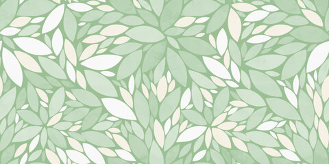 Leaves vector pattern. Green leaf watercolor seamless pattern. Leafs pattern background. Green leaves with watercolour texture