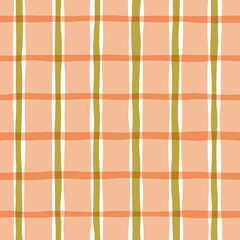 Check seamless pattern. Watercolor plaid texture, vector checkered summer print for shirts, tablecloths, clothes, bedding, blankets.