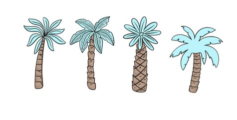 cute palm drawings set design