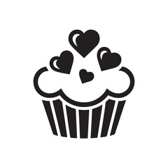 cupcake with heart vector