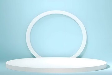 White 3d round podium vector illustration. Mockup empty white stair for award. Round pedestal and winner podium.