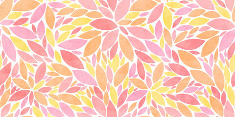 Leaves vector pattern. Pink leaf watercolor seamless pattern. Girly leafs pattern background. Cute leaves with watercolour texture