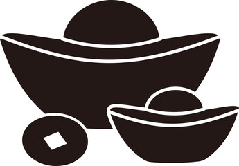 Chinese Gold Ingot Silhouette vector.
Gold Ingot yuanbao Silhouette svg.
Happy Chinese New Year.
Transparent background, SVG file.