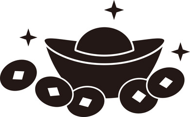 Chinese Gold Ingot Silhouette vector.
Gold Ingot yuanbao Silhouette svg.
Happy Chinese New Year.
Transparent background, SVG file.