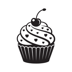 chocolate cupcake with cherry vector