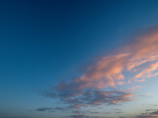 Blue cloudy sun rise sky. Nature scene with blue and red color. Design background.