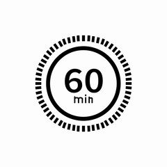 Sixty minutes timer clock icon vector sign