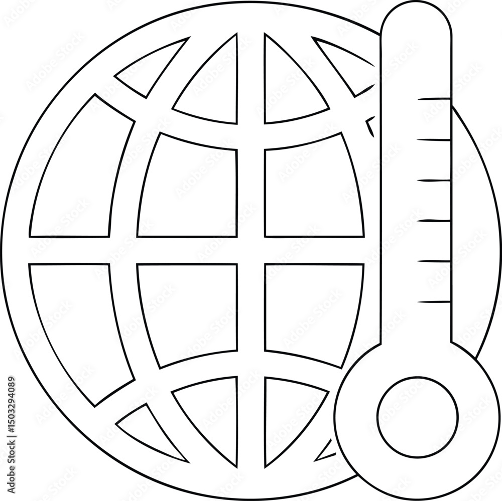 Poster creative globe with a thermometer vector graphics design, globe with a thermometer silhouette and li