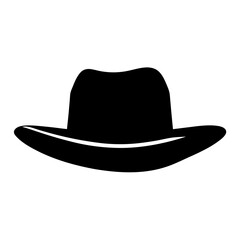 Black fedora hat with white band, isolated on white background
