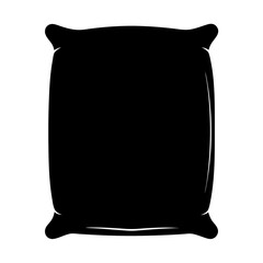 Monochrome stylized illustration of a burlap sack or a pillow silhouette