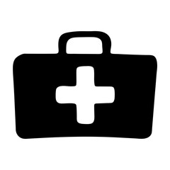 Simple Icon of First Aid Kit in Black and White Design