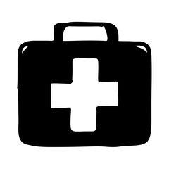 Simple Hand Drawn First Aid Kit Illustration on White Background