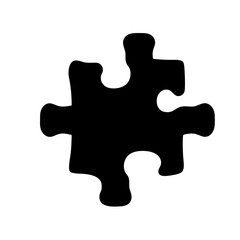 Isolated black jigsaw puzzle piece graphic representing strategy and collaboration