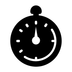 Simple Black and White Illustration of a Traditional Stopwatch Icon Image