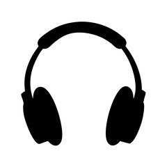 Black silhouette of over ear headphones for listening to music or podcasts
