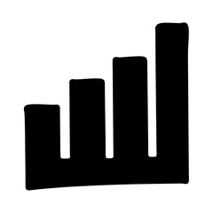 Silhouette of Four-Bar Increasing Graph Icon, Black silhouette of a bar chart with four vertical bars increasing in height from left to right, isolated on white background.
