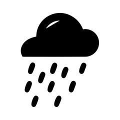 Black and white image depicts a cloud with rainfall for weather forecast