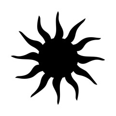 Abstract sun illustration with stylized rays emanating from a central sphere