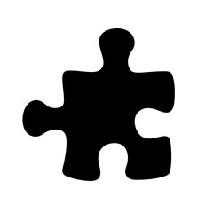 Black silhouette of a single puzzle piece on a white background