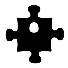 Simple black and white puzzle piece with a small central opening