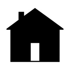 Stylized silhouette of a simple house with a single chimney