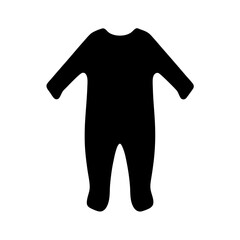 Black silhouette of a baby onesie with long sleeves and feet coverings