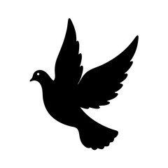 Black and White Silhouette of a Dove in Flight Symbolizing Peace