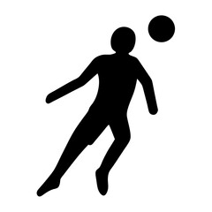 Silhouette of soccer player heading a ball in action shot illustration