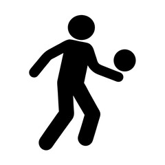 Stick figure playing ball, sports activity, vector image for illustration