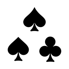 Isolated arrangement of spades and clubs card suit symbols on white