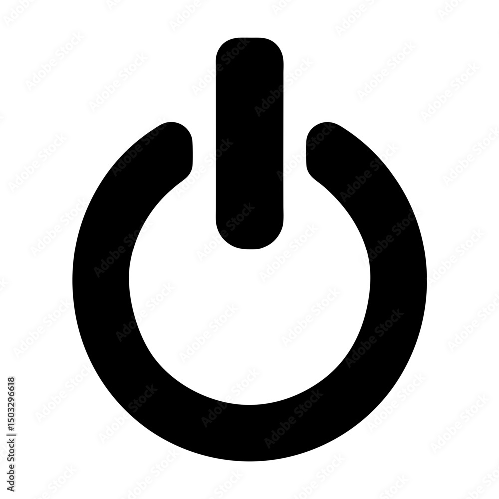 Aufkleber power icon with circle and line, symbolizing on and off functionality, simplicity