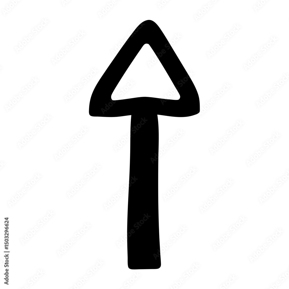 Aufkleber simple black arrow pointing upwards with triangular head design