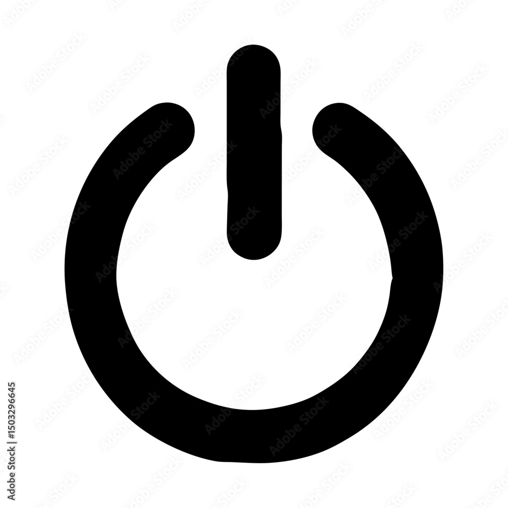 Poster a simplistic black power button symbol isolated on a plain white background