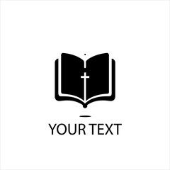 Minimalist Al-Kitab (Bible) Logo Vector ­– Holy Book Icon Isolated on White Background