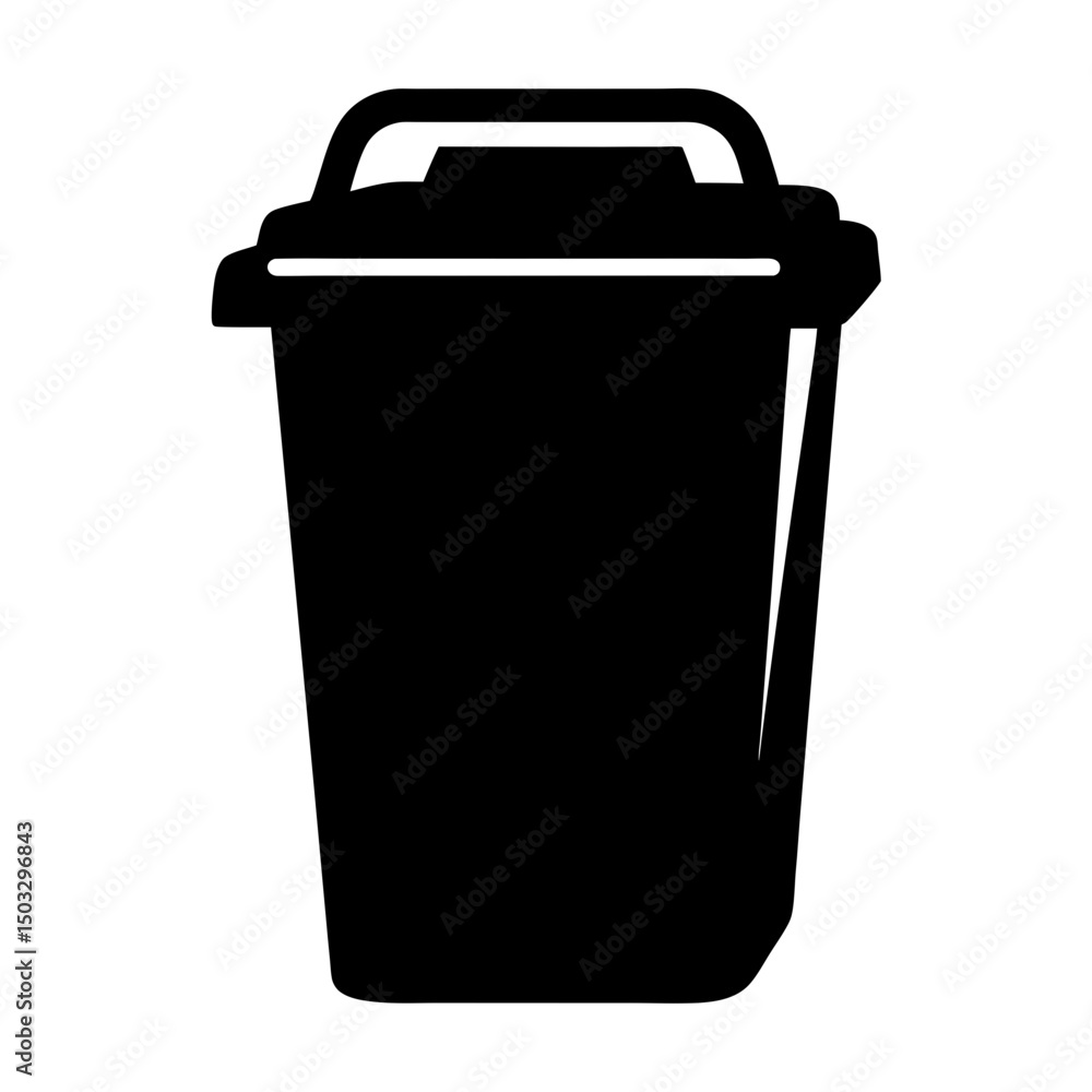Aufkleber simple black silhouette of a garbage can with a lid and handle